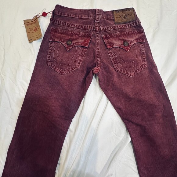 True Religion Ricky Big T Overdye Jeans – Men’s Size 30 – Color: ASSD Crimson - Picture 2 of 9